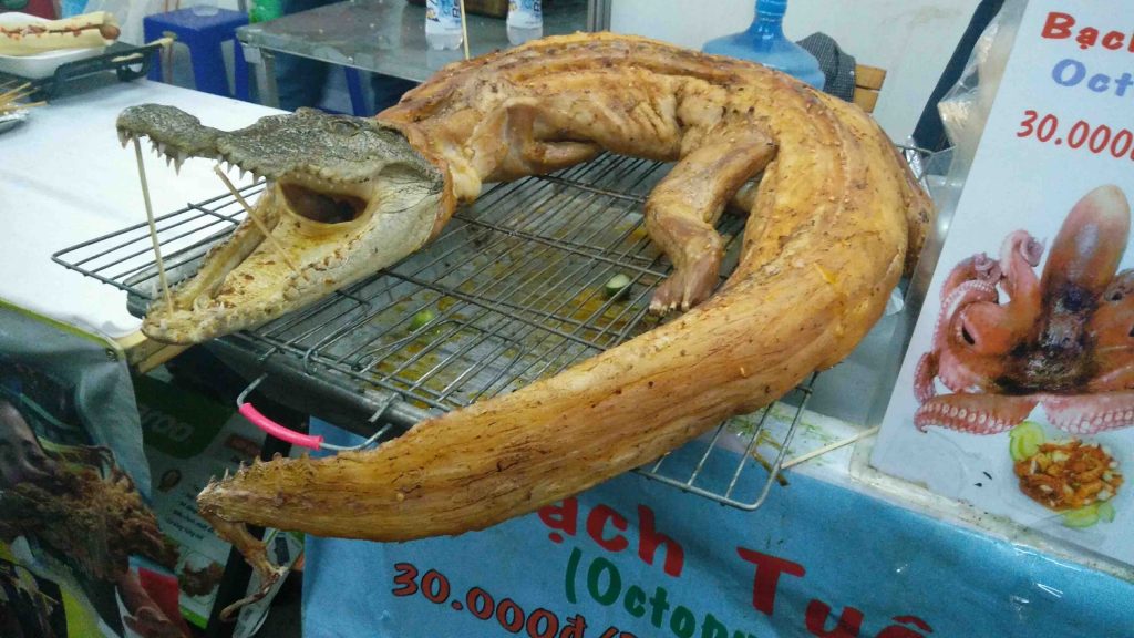 crocodile on the central market of ho chi minh city