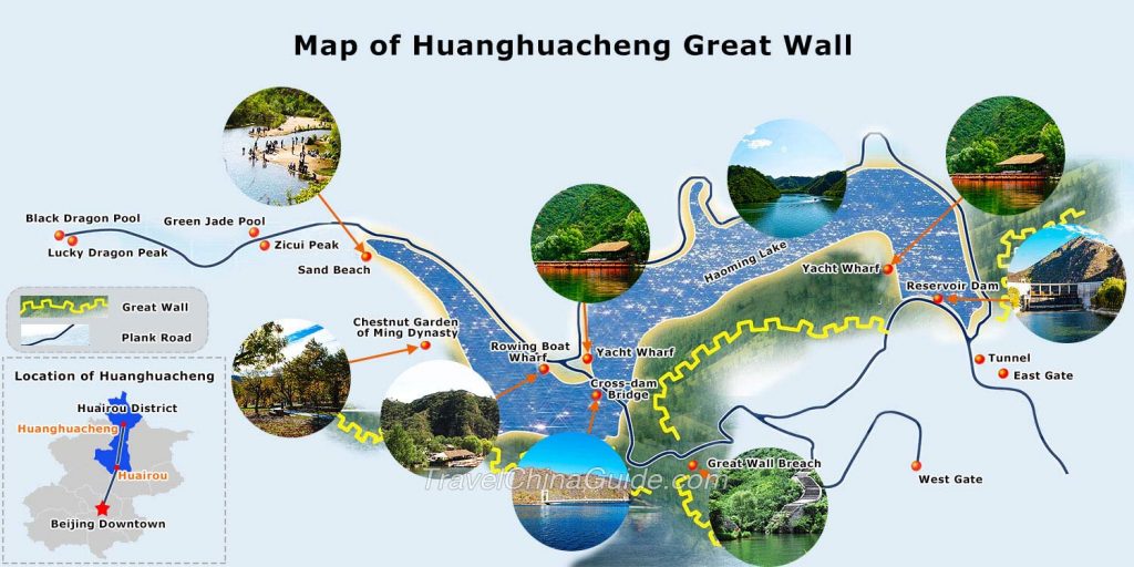 carte de huanghuacheng et de la grande muraille de Chine