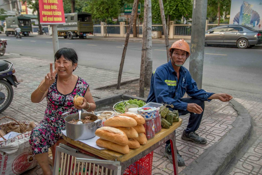 stand of banh mi in Nha Trang to the Viet Nam