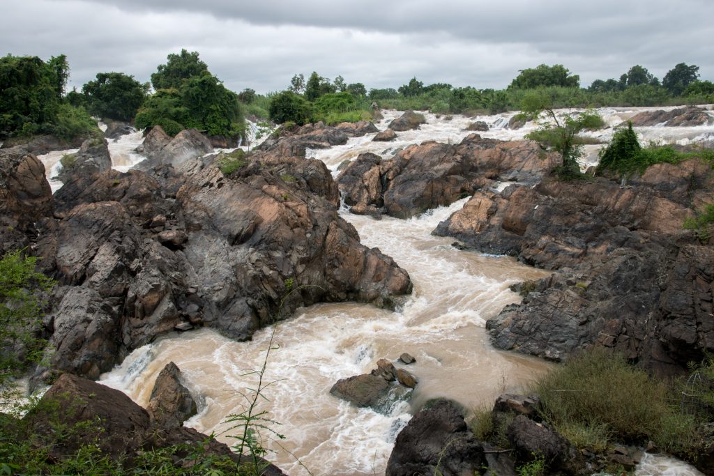 Li Phi waterfall on the island of Gon Khon in Laos