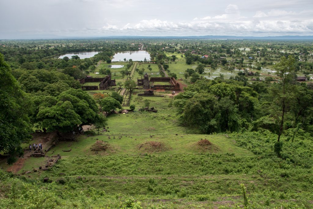 view from the temple of Wat Phou to Champasak in Laos
