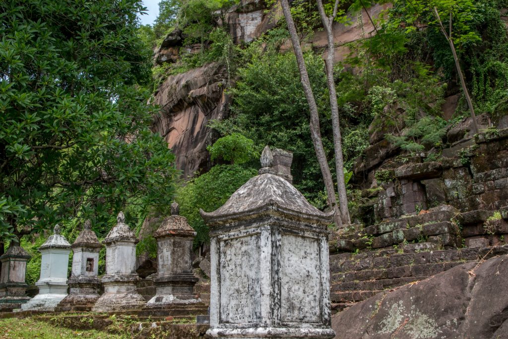 sides of the temple of Wat Phou to Champasak in Laos