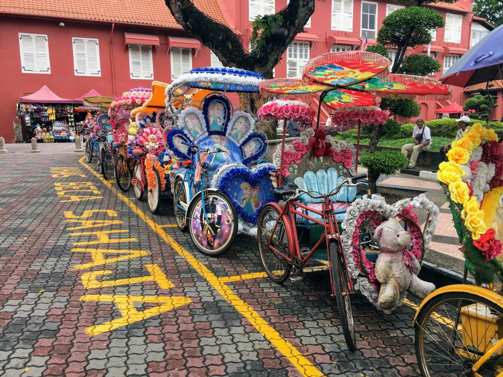 sequel to technos tuktuk in the central square of Melaka in Malaysia