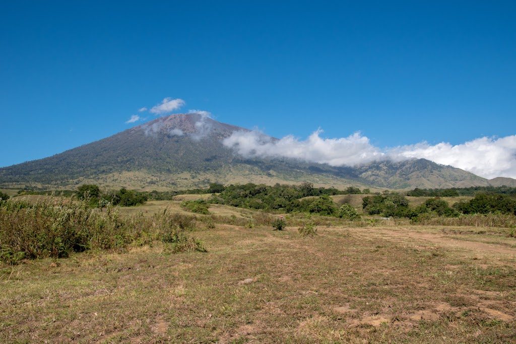 View of the Rinjani from the beginning of the trek on Lombok Island, Indonesia