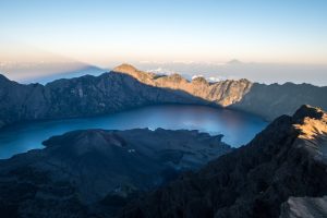 view from the top of Rinjani volcan in Lombok island in Indonesia