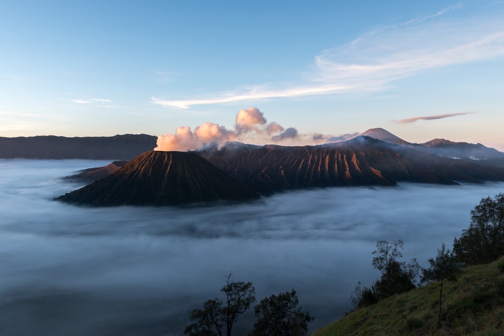sunrise on bromo volcano in Java island in Indonesia